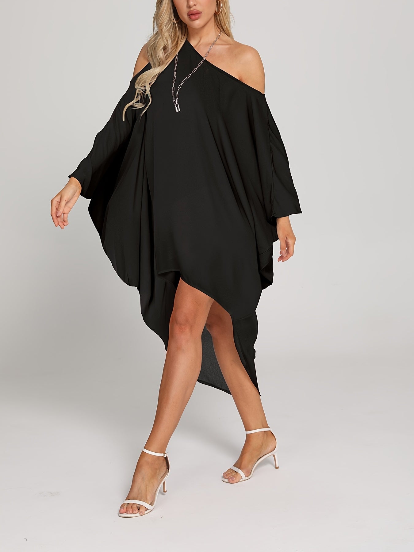 One Shoulder Cover Up Shirt Loose Fit Asymmetrical Long Sleeve Rash Guard