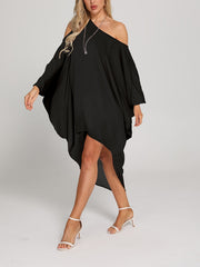 One Shoulder Cover Up Shirt Loose Fit Asymmetrical Long Sleeve Rash Guard