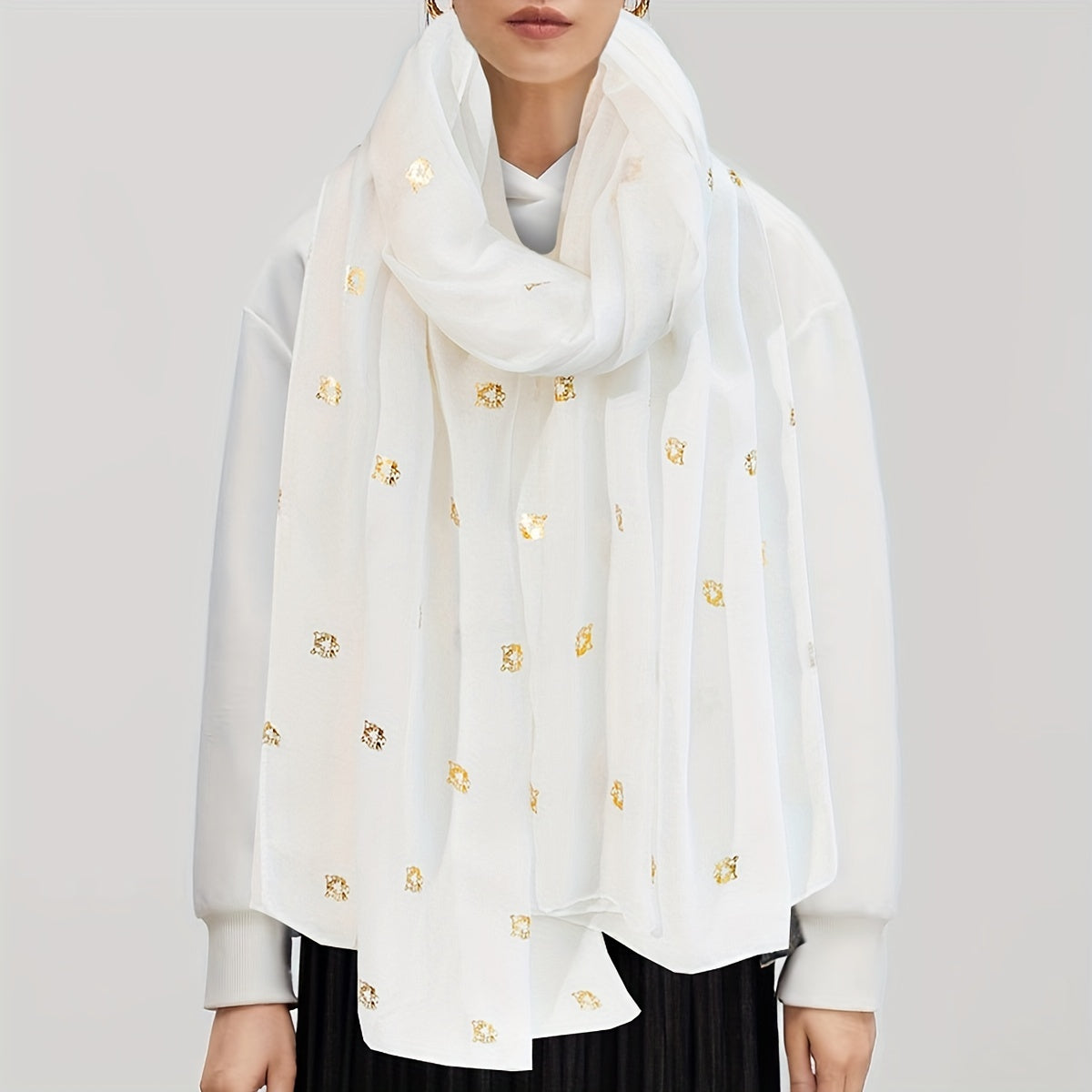 Tiger Head Hot Stamping Scarf Solid Shawl Classic Windproof Head Wrap