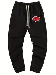 Anime Cloud Print Drawstring Sweatpants Loose Fit Pants Men's Casual Joggers