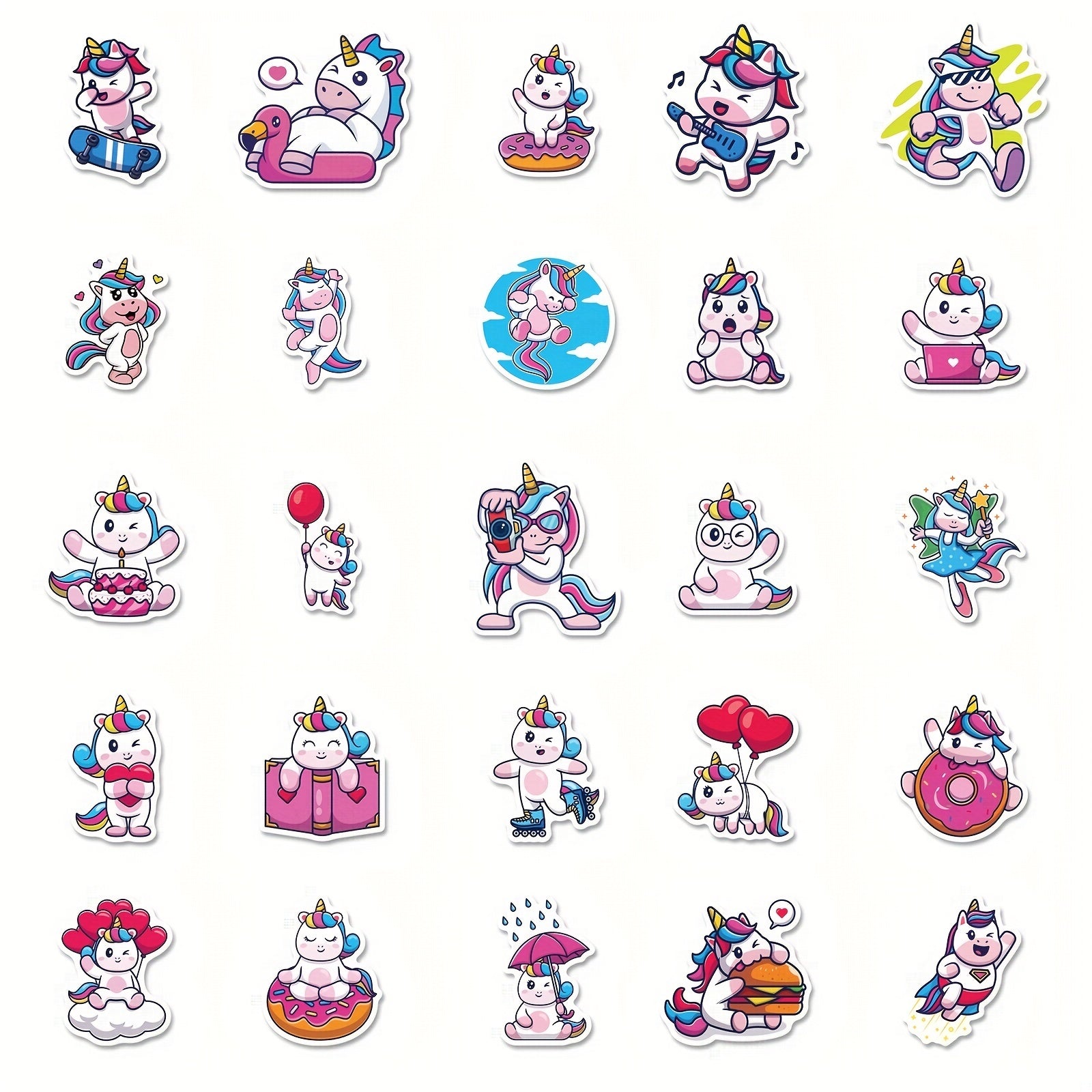 50pcs Unicorn Stickers Waterproof Vinyl Stickers Pack For Adults