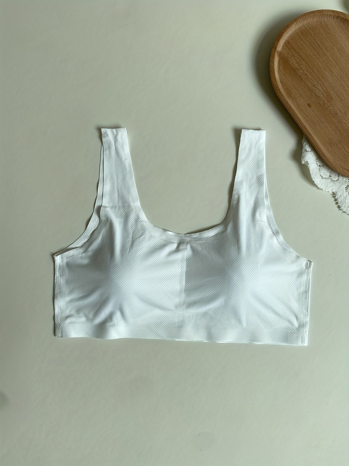  Sports Bra Solid Breathable Padded Round Neck Fitness Bra