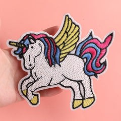 2pcs Unicorn Sequins Embroidery Patches DIY Clothes Bag Accessories