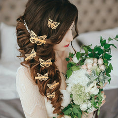 6 Pcs Golden Butterfly Hair Clips Metal Butterfly Duck Billed Clip Barrettes