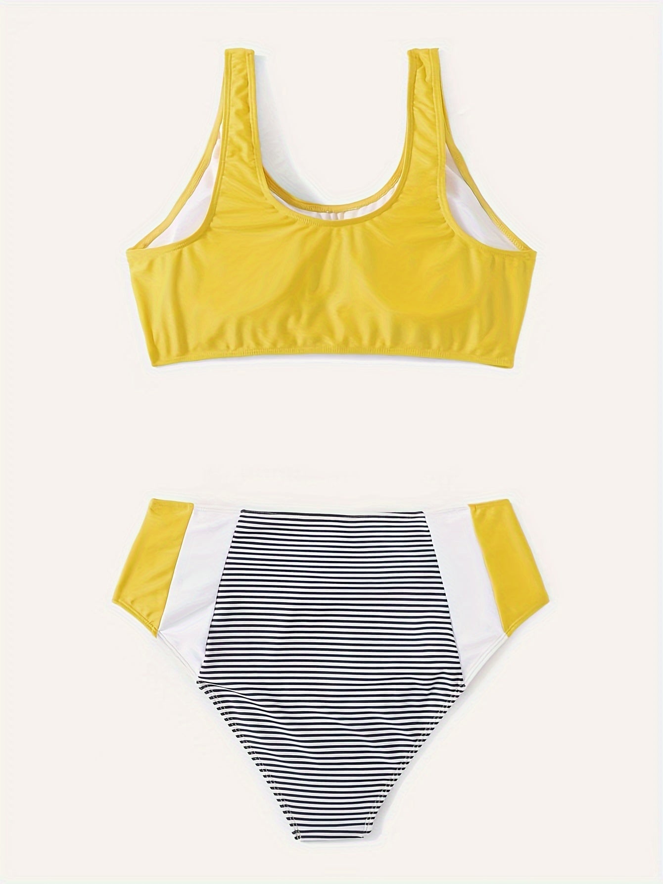  Knot Front Tank Bra & Striped Panty Swimsuit Set