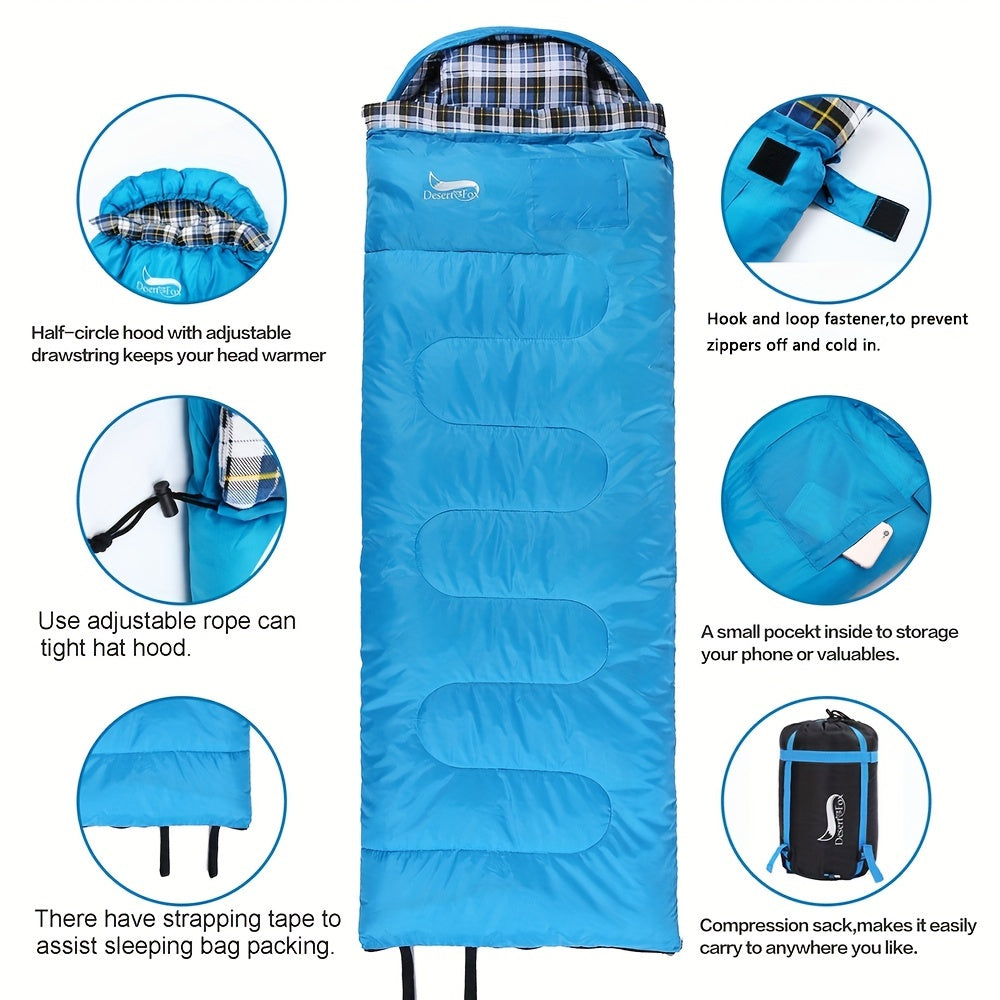 Cold Weather Flannel Sleeping Bag with Pillow