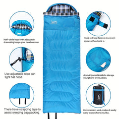 Cold Weather Flannel Sleeping Bag with Pillow
