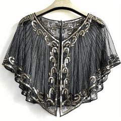 1920s Flapper Shawl Beaded Sequins Cape Wrap