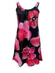  Floral Print Ruched Tank Dress