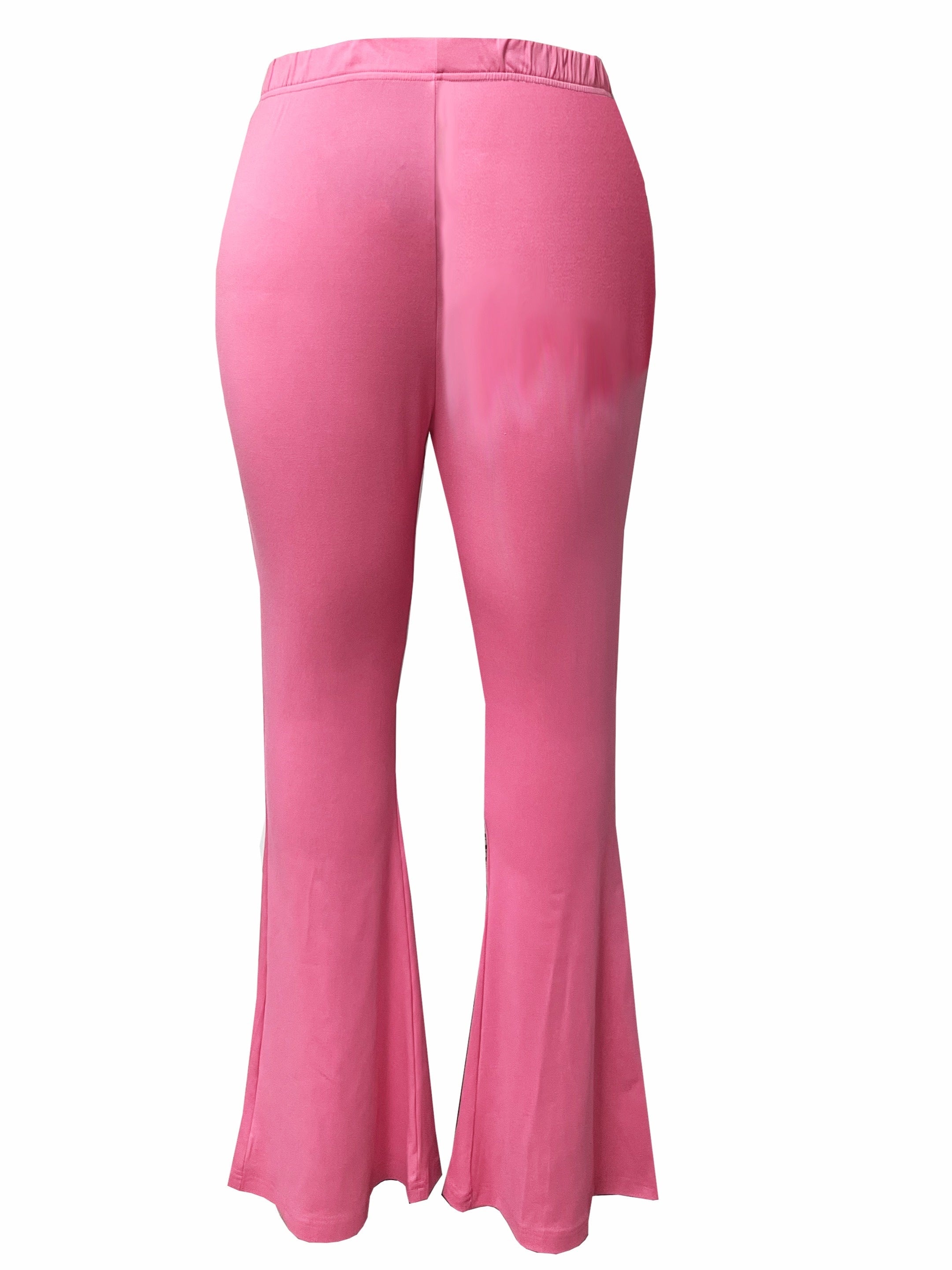  Solid Flared Leg Trousers High Rise Casual Pants