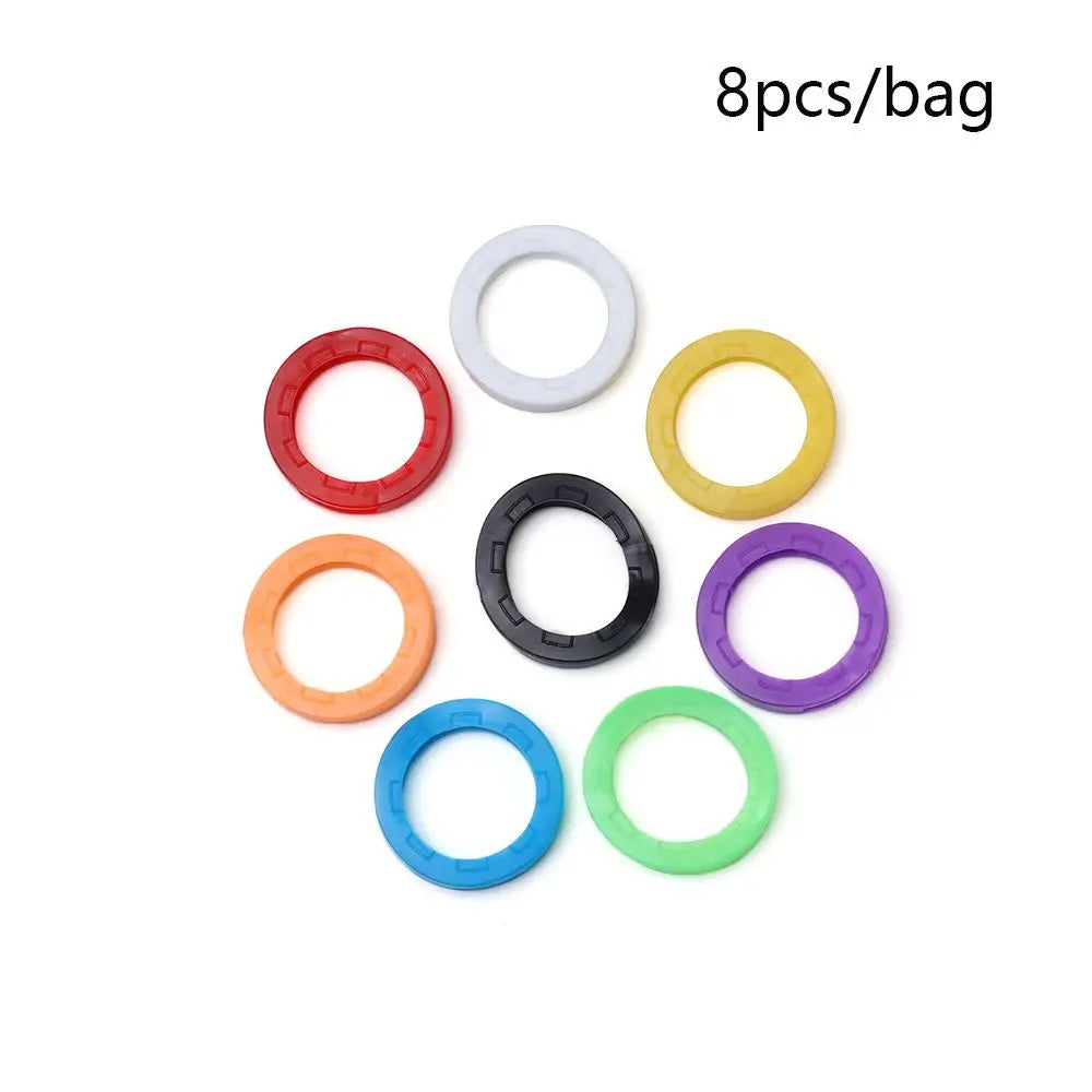 8pc/set Bag Organizer Elastic Key Cap Covers Keyring Rings