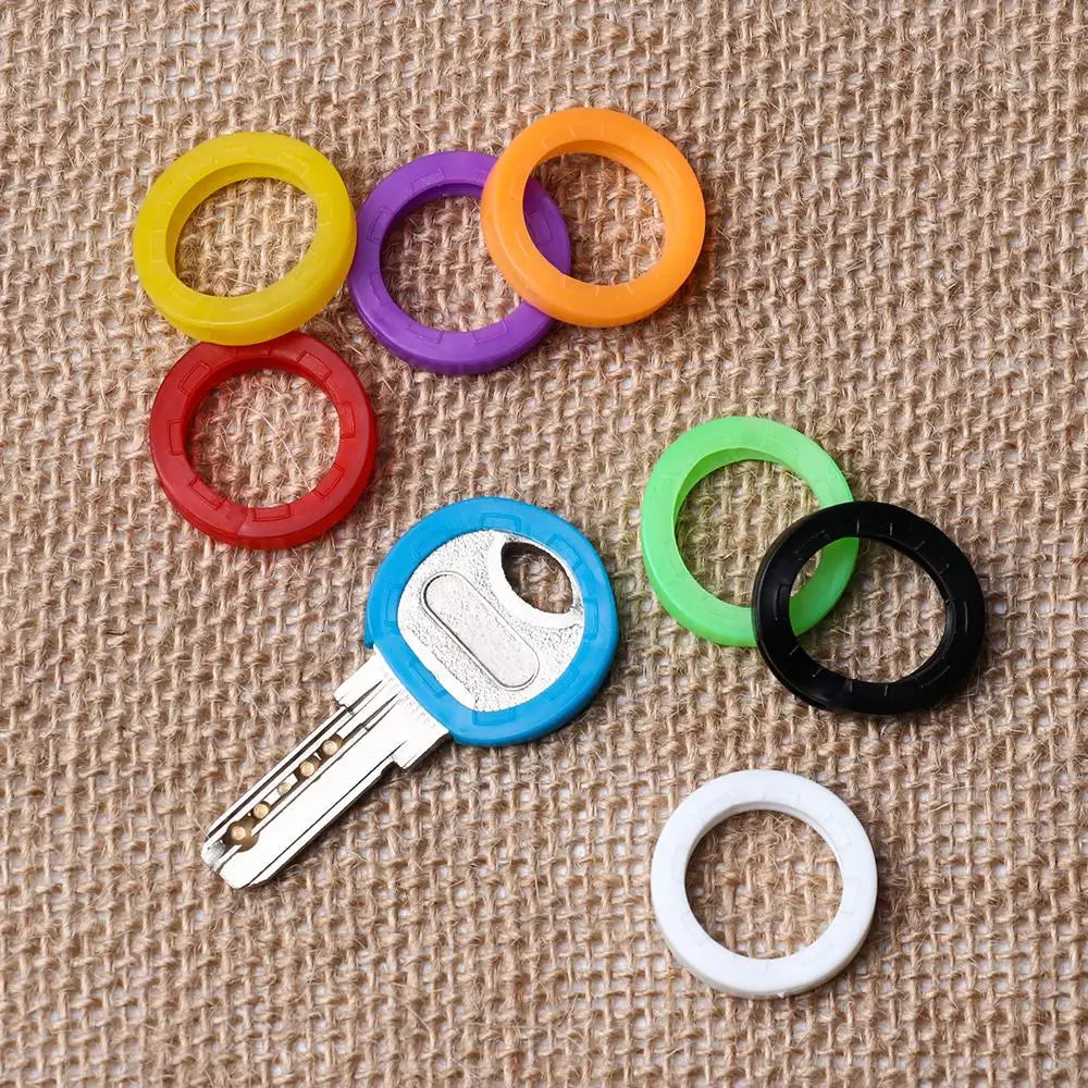8pc/set Bag Organizer Elastic Key Cap Covers Keyring Rings