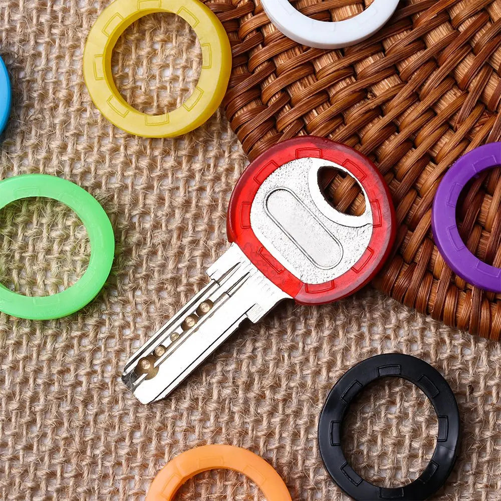 8pc/set Bag Organizer Elastic Key Cap Covers Keyring Rings