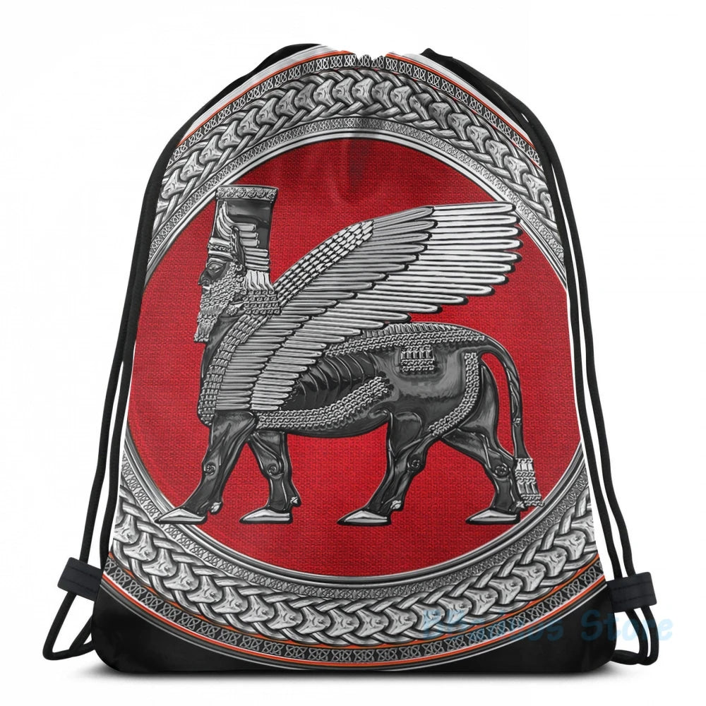 Assyrian Winged Bull & Lamassu USB Charge Backpack Men Women Travel
