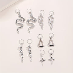 Gothic Style Hair Ring Charm Flame Snake Skeleton Pattern Dreadlock Braid Hair