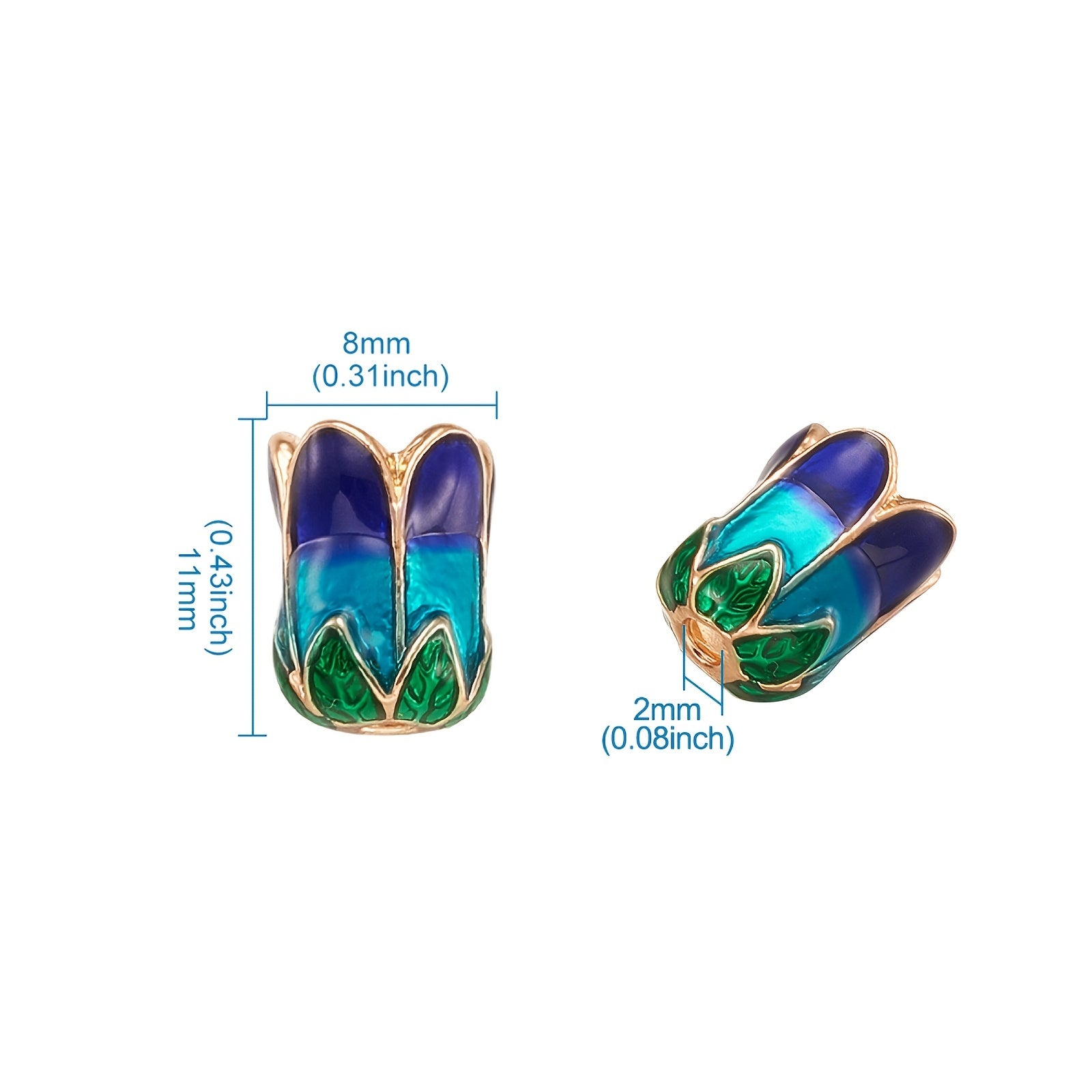 10pcs 5 Petal Alloy Bead Caps Enamel Golden Silver Plated Mixed