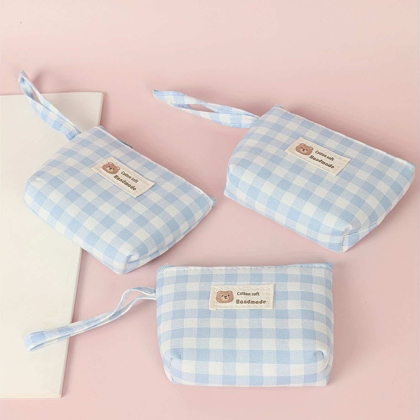 Portable Plaid Cartoon Storage Bag with Rope Handle