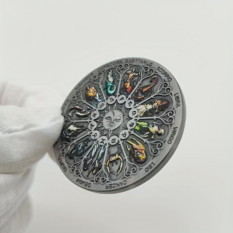 12 Zodiac Smiley Coin Tarot Lucky Coin Sun Moon Sun God Coin