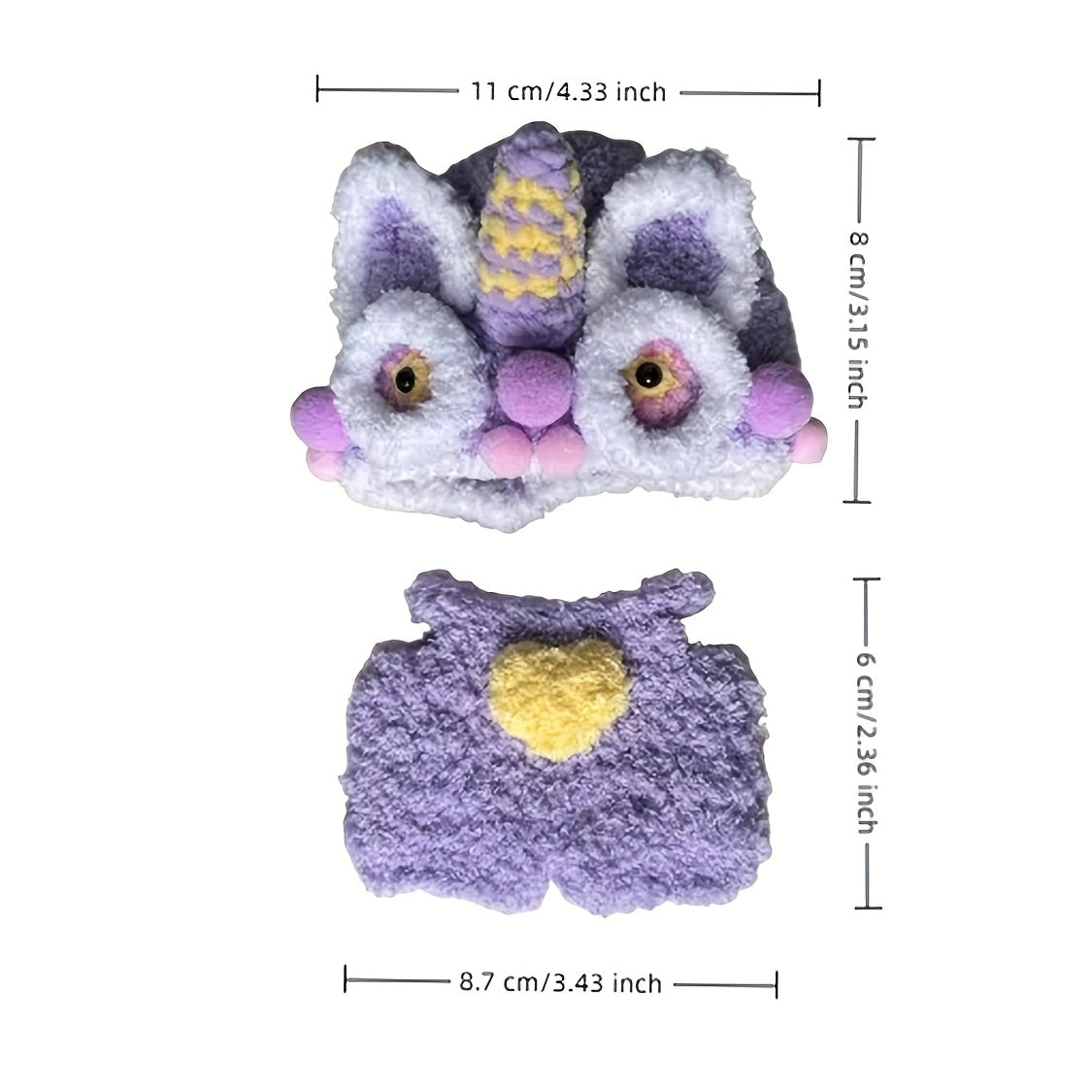 Handwoven Purple Lion Plush Clothes for 15-16cm Dolls