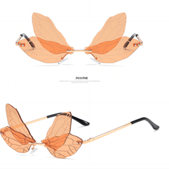 Dragonfly Wing Sunglasses Rimless Irregular Party Eyewear For Women Unisex