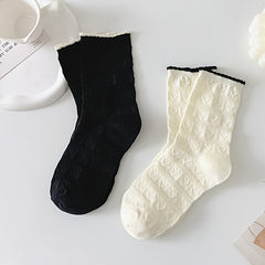 Heart Pattern Socks 4 Pairs Women's Mid Tube Stockings