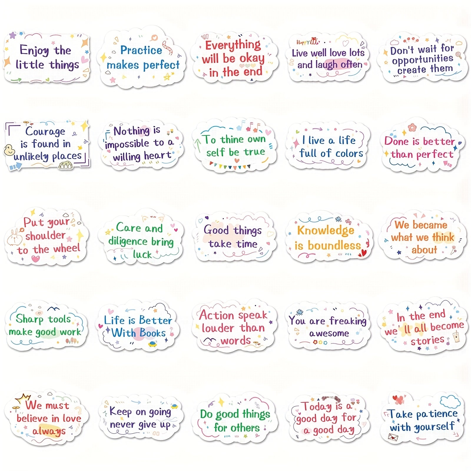 Inspirational Encouragement Stickers for Various Uses - 50pcs