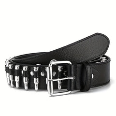 Men's Rivet Leather Belt Bullet Studded Belt