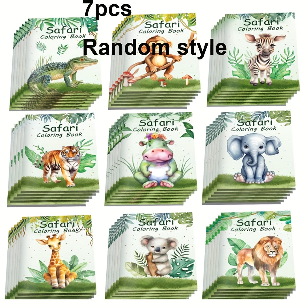 Random Style Jungle Animal Watercolor Coloring Book DIY Birthday Party