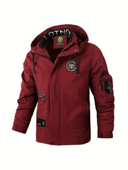 Waterproof Drawstring Hooded Jacket Men's Casual Zip Up Jacket