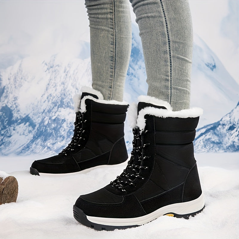 Winter Snow Boots Waterproof Fur Lined Warm Mid Calf Shoes