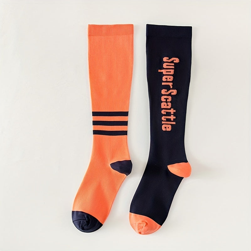8 Pairs Letter Print Calf Socks All-match Knee High Socks Women Stockings