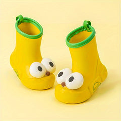 JIAGEYA Boy's Slip On Rain Boots Funny Pattern Waterproof Shoes For Kids