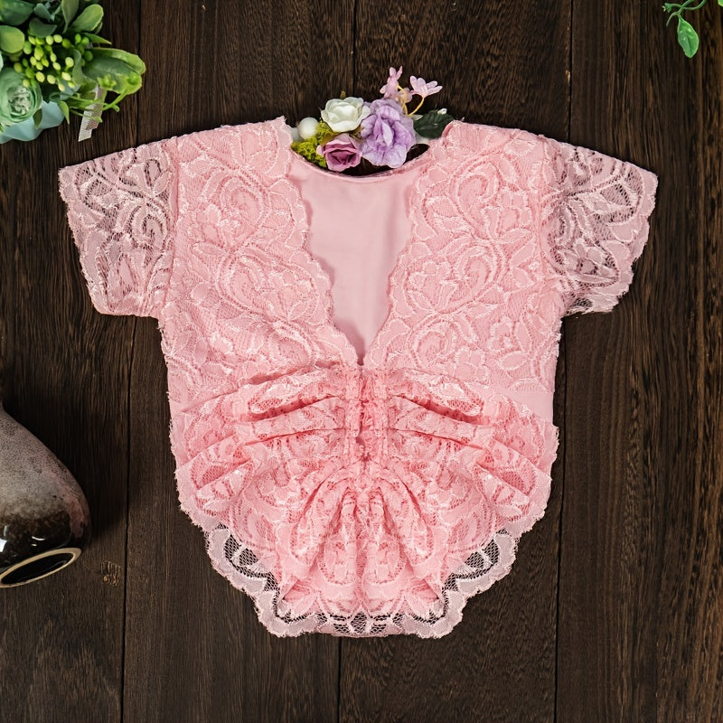 2Pcs Baby Girl Lace Costume Photo Props Newborn Clothes
