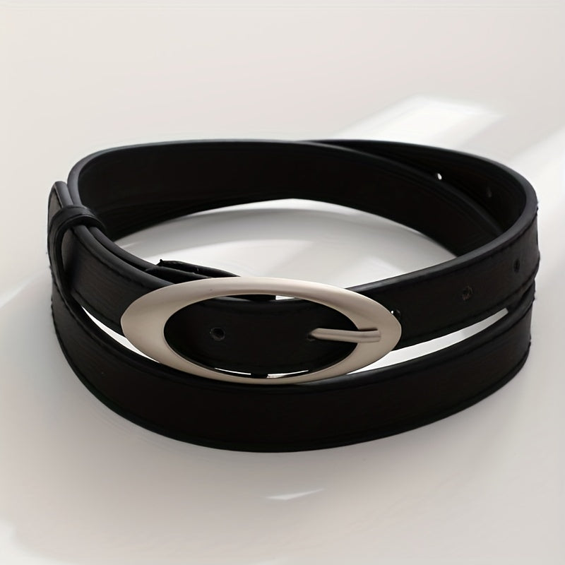 Stylish Oval Buckle Thin Belt Casual Jeans Pants Belt