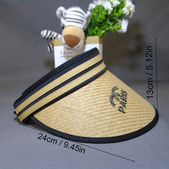 Stylish Straw Visor Hat Wide Brim UV Protection Sun Hat for Women