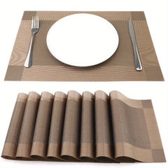 8pcs Insulated Plastic Square Placemats Waterproof Non Slip for Home Hotel