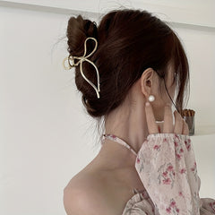 Metal Bowknot Hair Claw Clip Strong Hold Grip Hair Jaw Clip