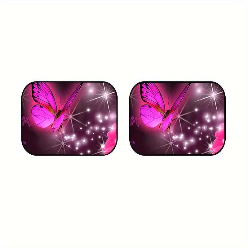 4pcs Pink Butterfly Car Floor Mats - Non-slip Stain Resistant Mats