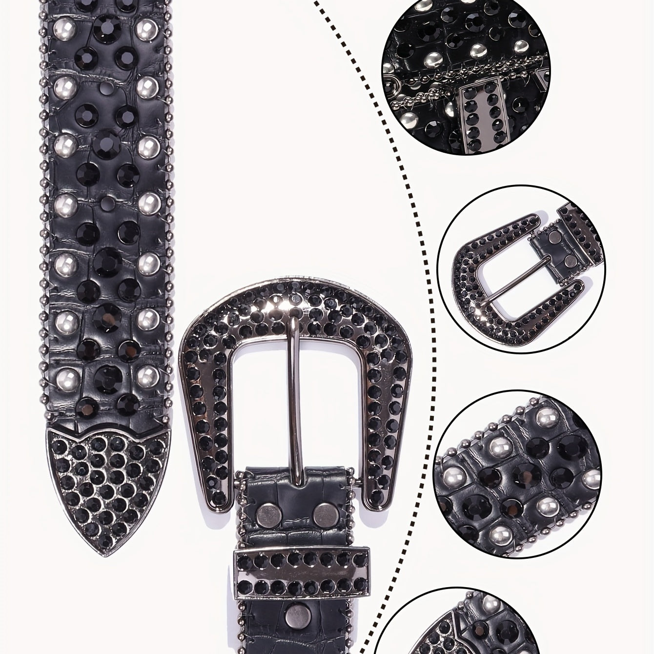 Rivet Rhinestone Belt Western Cowboy Cowgirl Y2K Hip Hop Jeans Pants Belt
