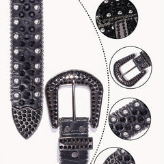 Rivet Rhinestone Belt Western Cowboy Cowgirl Y2K Hip Hop Jeans Pants Belt