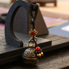 Brass Pixiu Bell Keychain Hollow Out Bell Lucky Decor