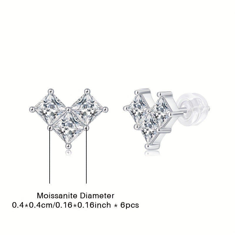 Moissanite Earrings 925 Silver Women's Ear Studs