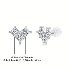 Moissanite Earrings 925 Silver Women's Ear Studs