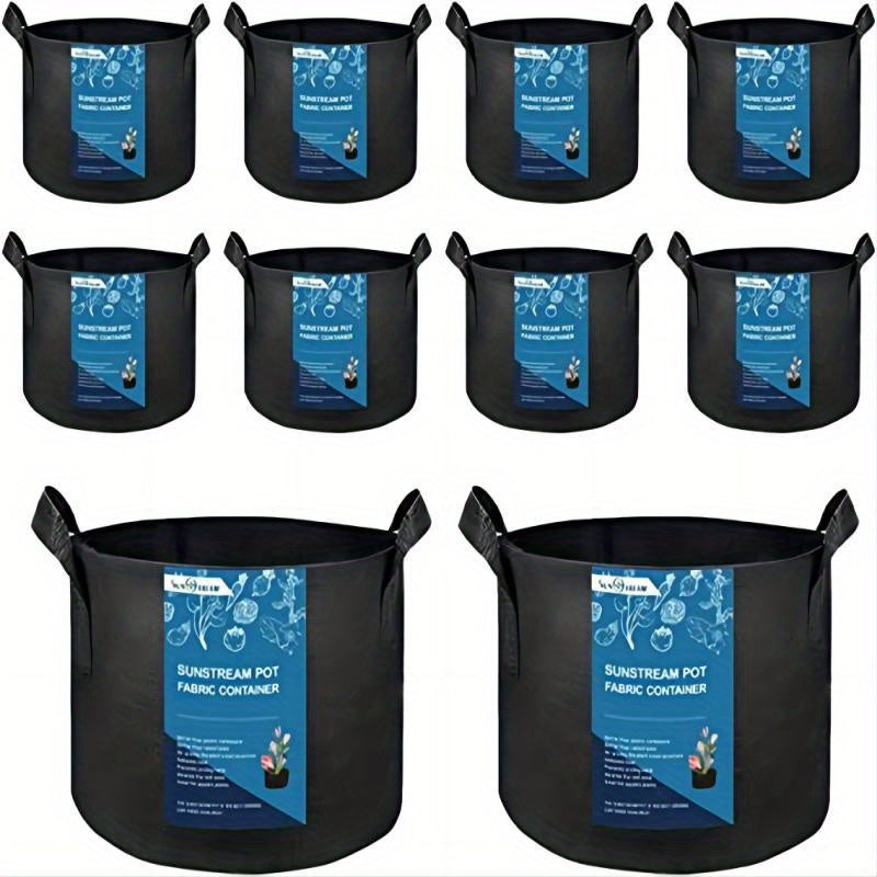 10 Pack Thickened Nonwoven Fabric Grow Bags Handles Plant Vegetable Growing Bag