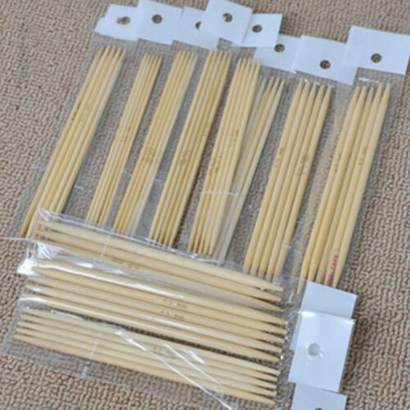 55pcs Double Pointed Carbonized Bamboo Knitting Crochet Needle Set