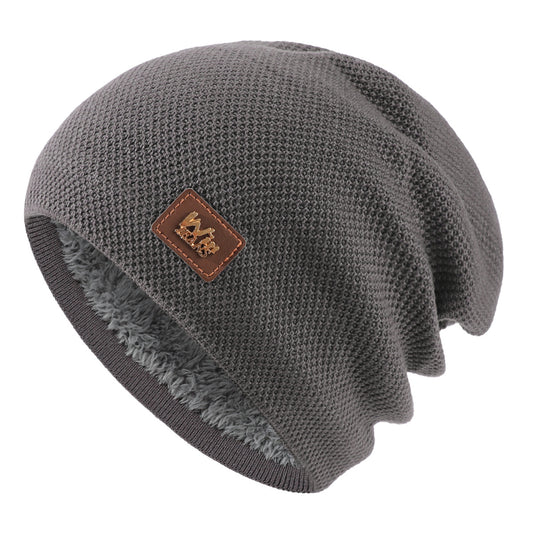 Men's Wool Knitted Outdoor Hat with Fleece Lining