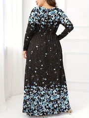Women's Plus Butterfly Print Maxi Dress