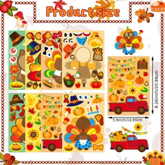 24pcs Thanksgiving Party Toy Stickers Turkey Sticker Set Activity
