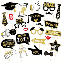 25pcs Selfie Photo Booth Props Graduation Party Decor