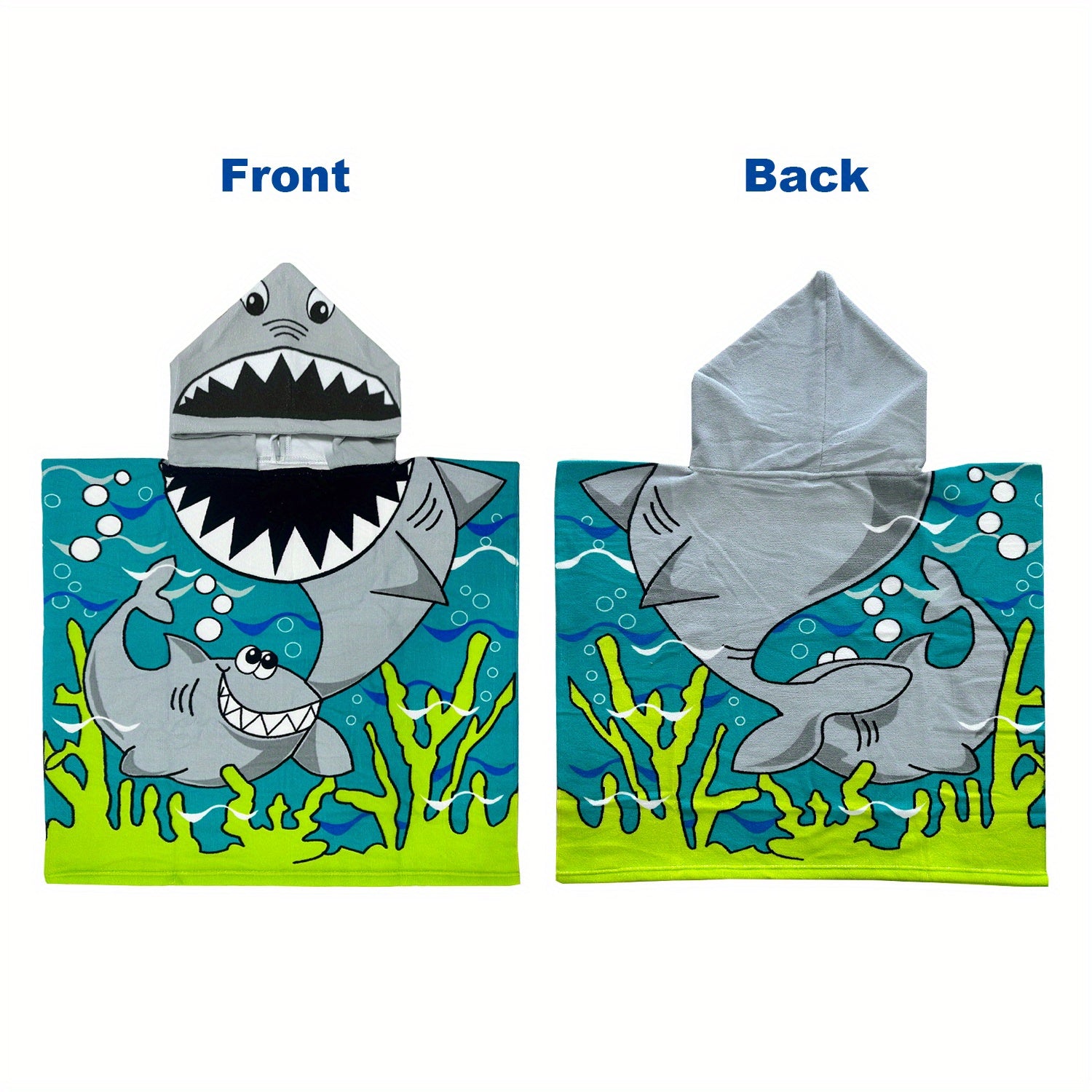 Cartoon Mermaid Kids Hooded Beach Towel Wrap